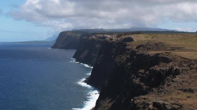 Flying along the cliffs of Molokai's coastline. Shot in 2010.