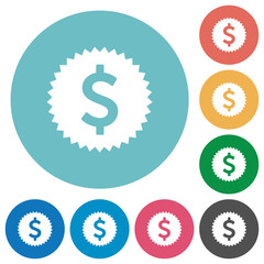 Flat dollar sticker icons