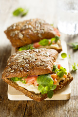 Scandinavian burger with horseradish and salmon