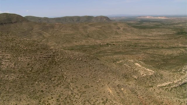Slow flight over rugged dry hills near El Paso, Texas