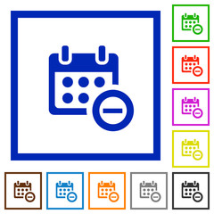 Remove from calendar framed flat icons
