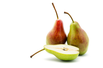 Ripe pears isolated on white