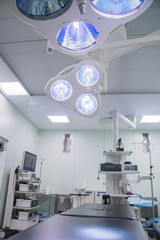bright empty operating room in a hospital