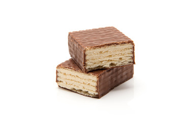 chocolate waffles isolate on white