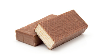 chocolate waffles isolate on white