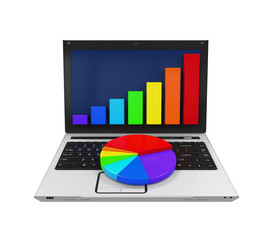 Colorful Graph Chart and Laptop