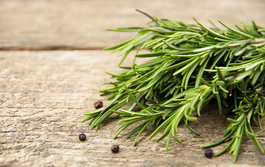 Rosemary bound on a wooden board