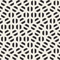 Vector Seamless Black And White Hexagon Shape Irregular Geometric Pattern