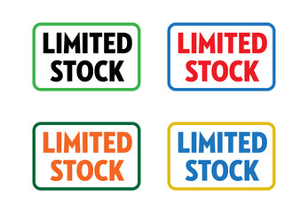 Set of four isolated stamps with the text limited stock written on each stamp