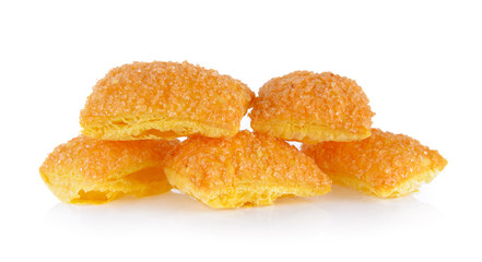 Biscuits butter with sugar on white background