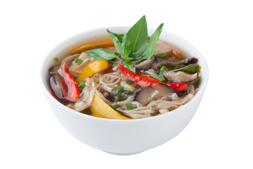 Thai mushroom curry isolated on white