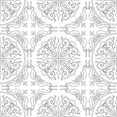 Unique coloring book square page for adults - seamless pattern tile