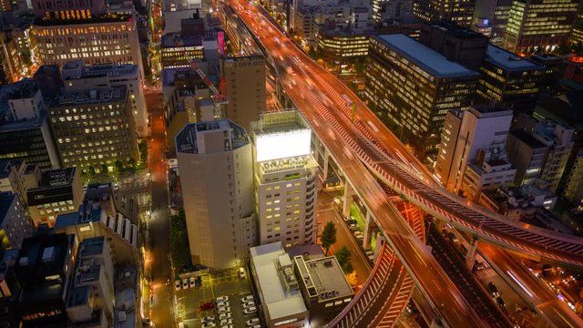 Osaka, Japan expressway cityscape time lapse.