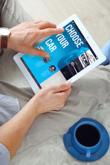 Website selling cars. Online insurance concept