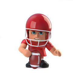 3d American footballer prepares the ball