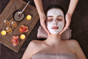 Beautiful young girl in spa salon