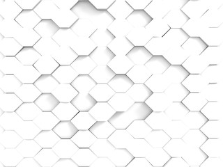 3d rendering white abstract hexagons backdrop