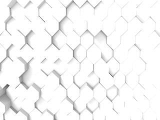 3d rendering white abstract hexagons backdrop