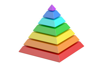 business pyramide with color levels, pyramid chart. 3D rendering