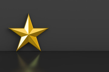 Golden star, 3D rendering