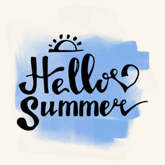 Watercolor  watermelons and lettering hello summer