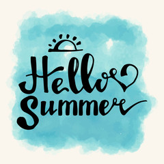 Watercolor  watermelons and lettering hello summer