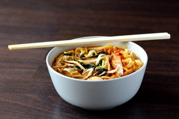 Bowl of Penang Prawn Noddle Soup, Local Hawker Food Theme