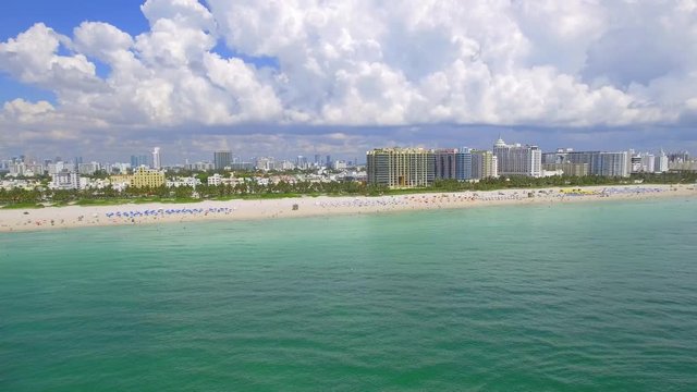 Aerial video footage of Miami Beach