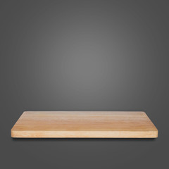 top wooden shelf on dark grey background For product display.