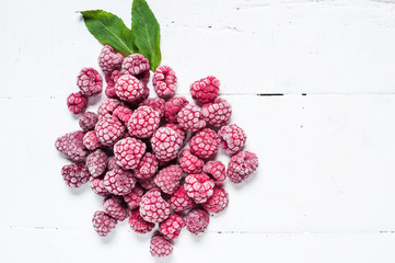Summer fresh berries, healthy food, white wooden background.