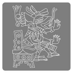 monochrome icon with symbols from Aztec codices for your design