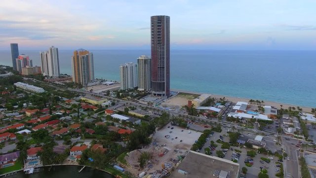 Aerial video Porsche Design Tower Sunny Isles Beach FL