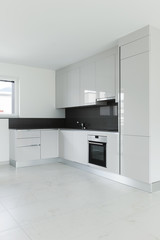 Interior, living with modern kitchen