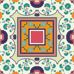 folk flower vector tile pattern