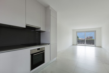 Interior, living with modern kitchen