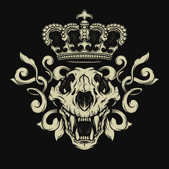 Lion skull. Heraldic emblem.