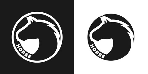 Silhouette of an horse, monochrome logo.