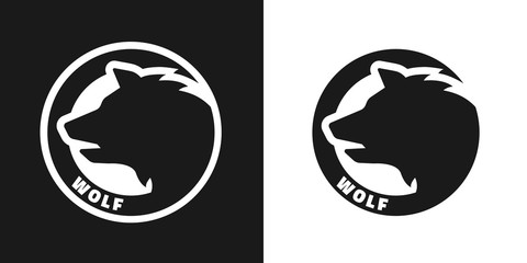 Silhouette of an wolf, monochrome logo.