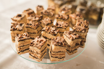 Delicious wedding reception candy bar dessert table