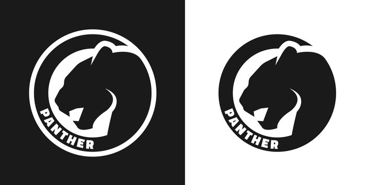 Silhouette of an panther, monochrome logo.