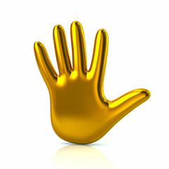 3d illustration of golden hand icon