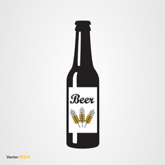 Bottle of  wheat beer with label and glass