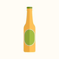 Beer bottle vector icon with label