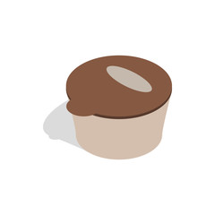 Brown plastic container for food storage icon in isometric 3d style on a white background
