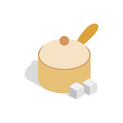 Sugar bowl icon in isometric 3d style on a white background