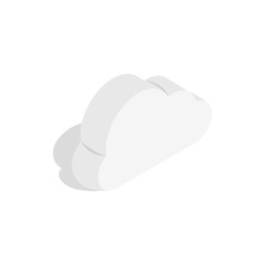Whiye cloud icon in isometric 3d style on a white background