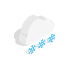 Cloud and snowflakes icon in isometric 3d style on a white background