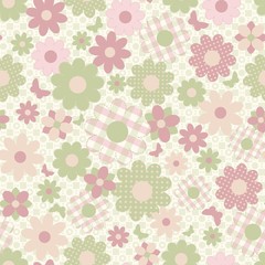 Seamless background in country style with flowers