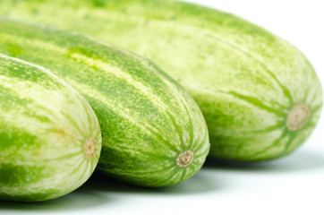 Cucumbers on white background