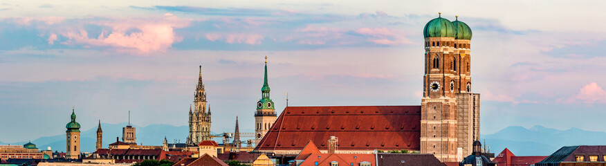 München Panorama Skyline Frauenkirche - obrazy, fototapety, plakaty